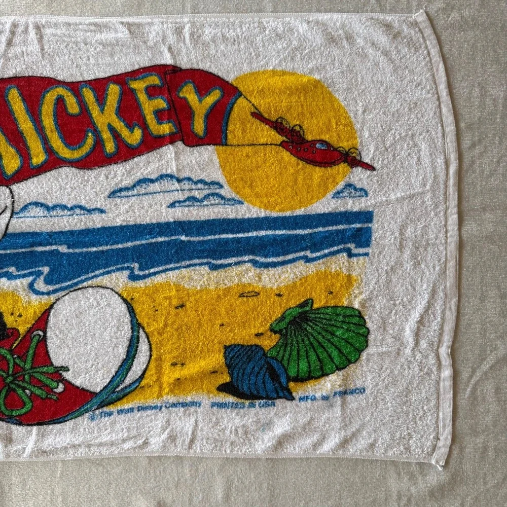 Vintage 90s‎ Disney Mickey Mouse Beach Towel Franco Surf Sunglasses Retro Vtg